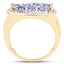Anillo de Clúster de Tanzanita Baño de Oro Amarillo de 14K en Plata Esterlina