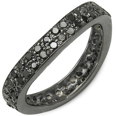 Anillo de Compromiso de Diamante Negro Genuino de 1.11 Quilates en Plata de Ley