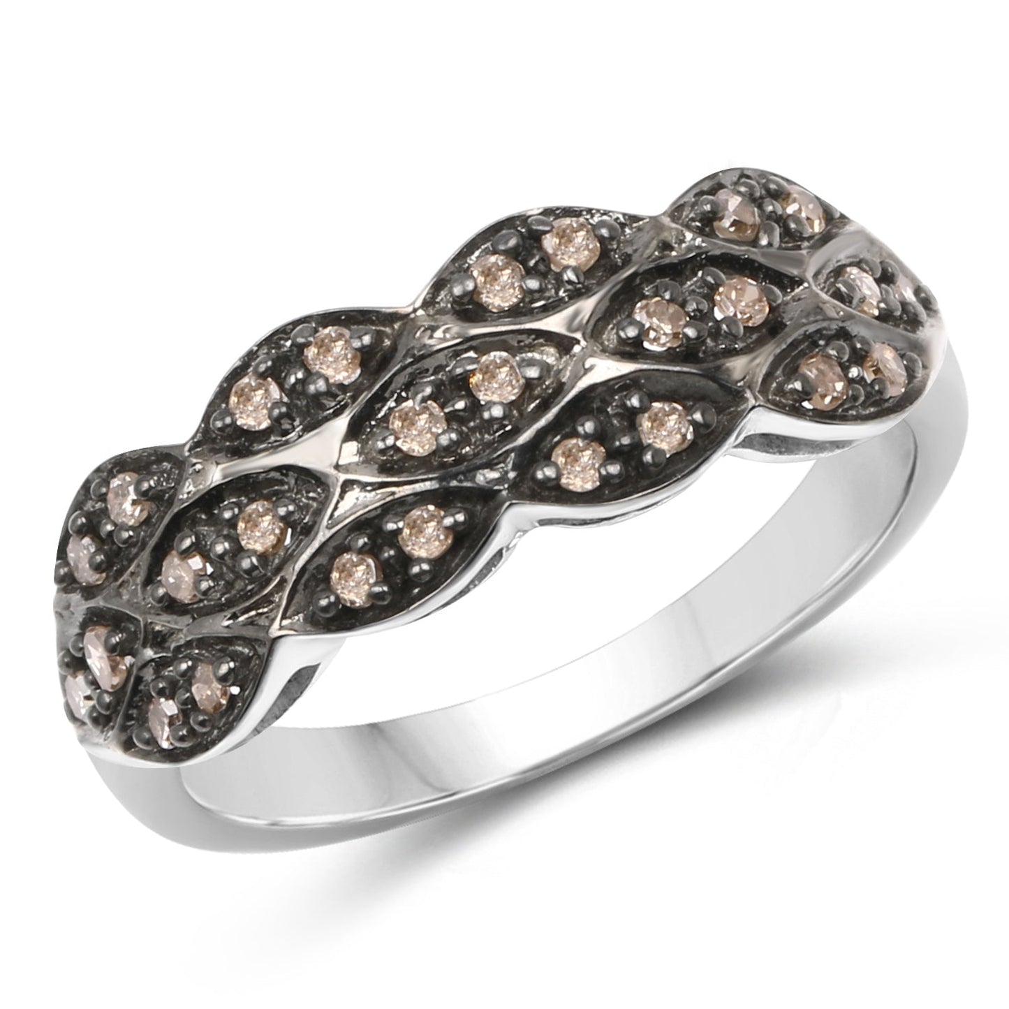 Anillo de Plata Esterlina con Diamante Champagne de 0.31 Quilates