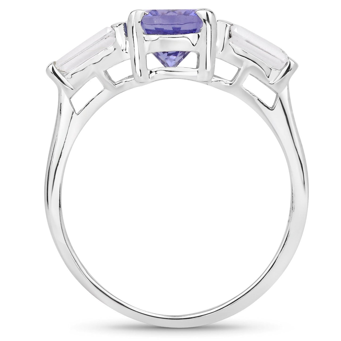 Anillo de Plata Esterlina de 2.00 Quilates de Tanzanita y Topacio Blanco