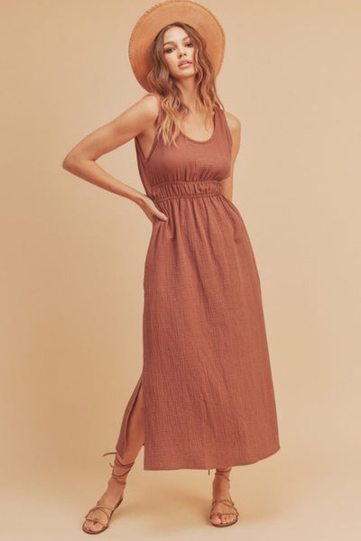 Versatile Side Slit Round Neck Sleeveless Tank Dress
