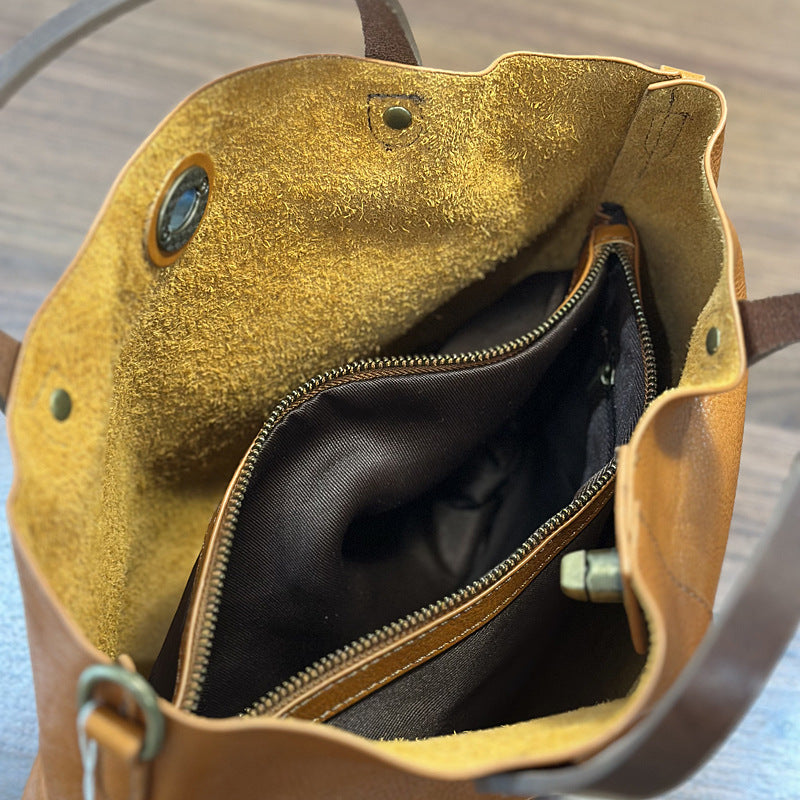 Sac à main shopper en cuir véritable pour femmes