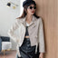 Women's Slim-Fit Leather Jacket - Fashionable Outerwear