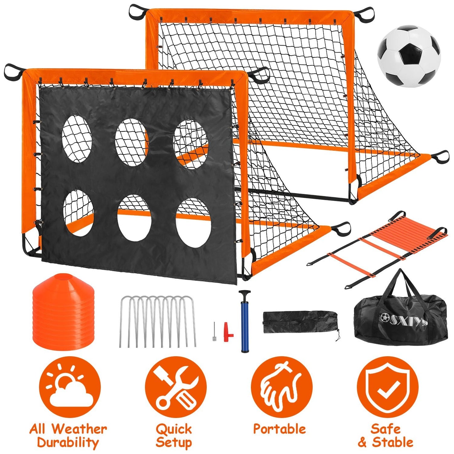 Ensemble de buts de soccer pour enfants - Équipement d'entraînement portable pour les 3 ans et plus