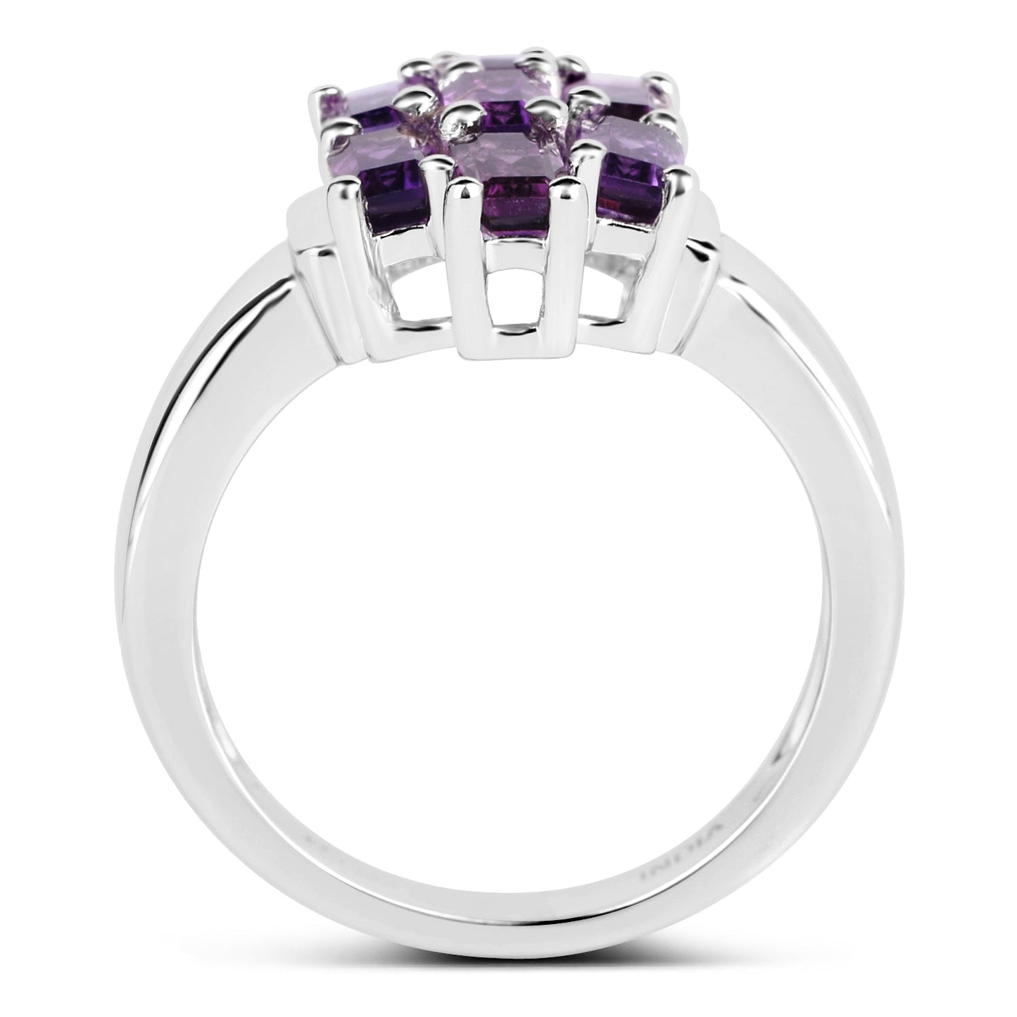 Anillo de Compromiso de Plata Esterlina con Amatista Genuina de 2.80 Quilates