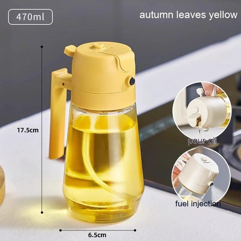 Distributeur de vaporisateur d'huile d'olive 470ML - Bouteille en verre 2-en-1 pour la cuisine