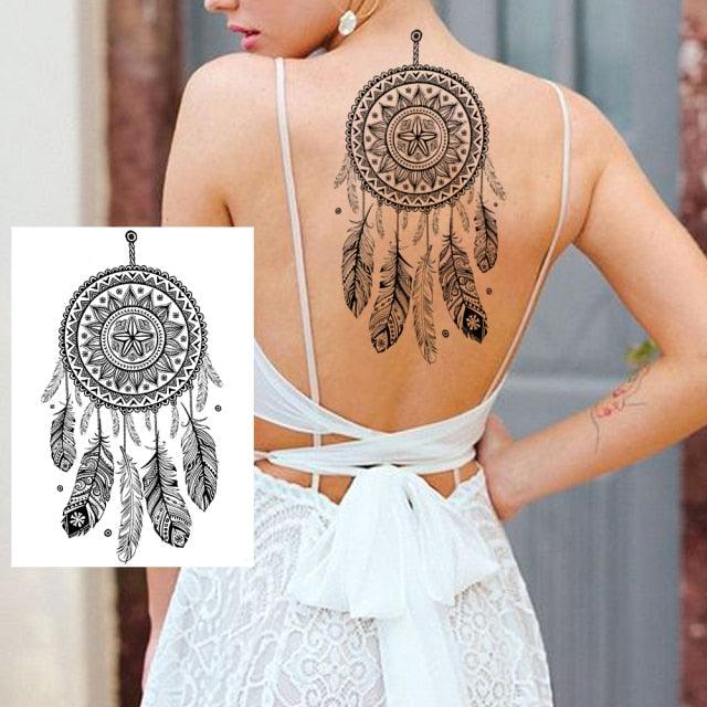 53 Hojas de Tatuajes Temporales de Encaje Negro para Mujeres