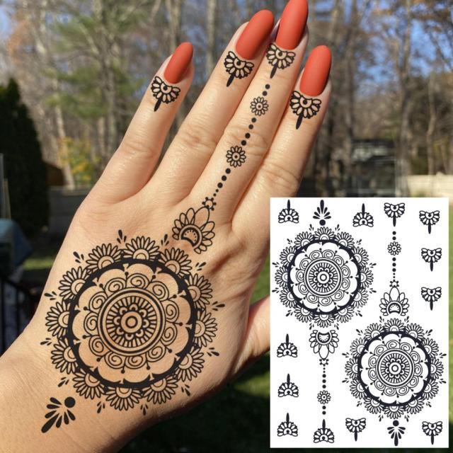 53 Hojas de Tatuajes Temporales de Encaje Negro para Mujeres