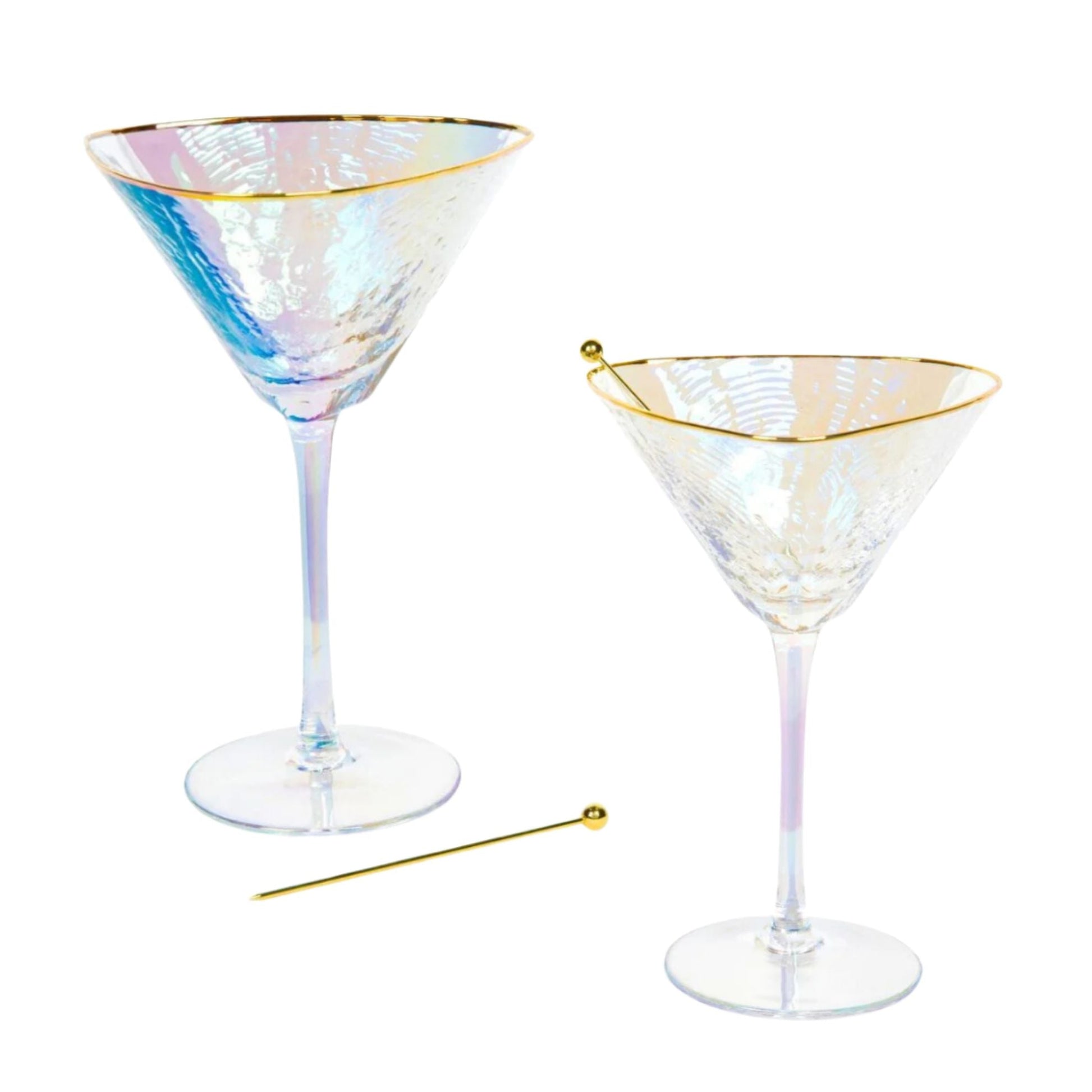 Mesmerizing Iridescent Hammered Cocktail Glass Set - Korvel