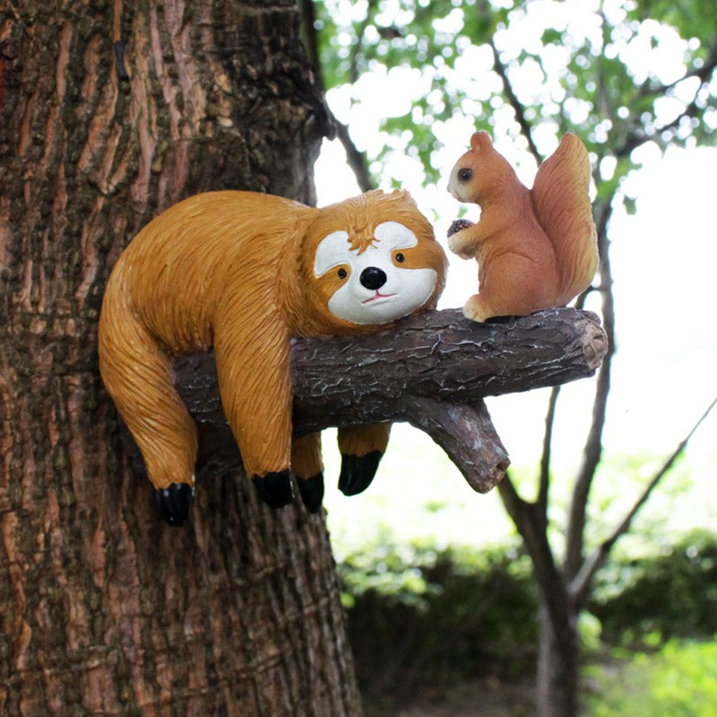 Sloth and Squirrel Resin Garden Hangers