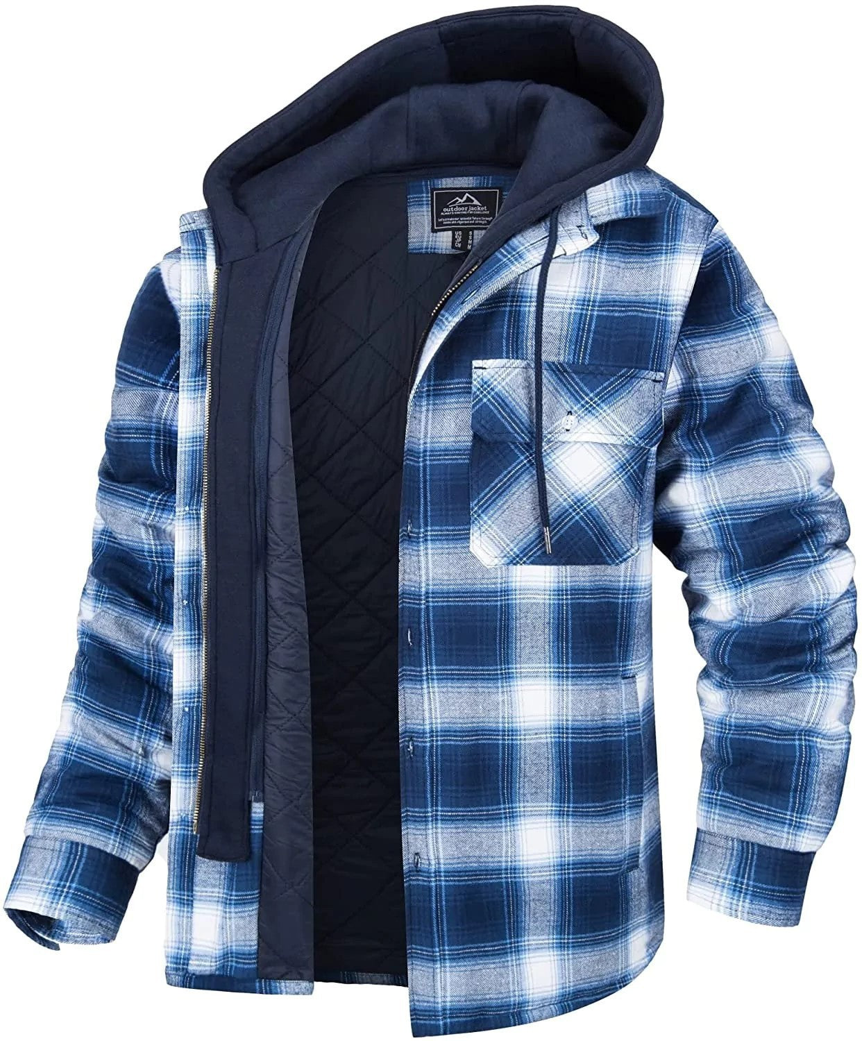 Men's Plaid Hooded Coat - Stylish Winter Outerwear