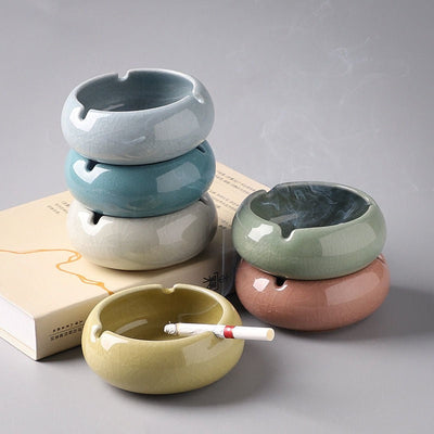 Ceramic ashtray home living room office personality creative retro anti-fly ash ashtray - Korvel