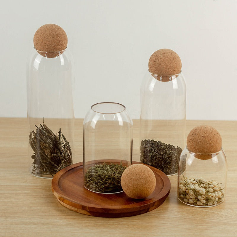 Food Storage Glass Jar with Wood Lid Ball Clear - Korvel
