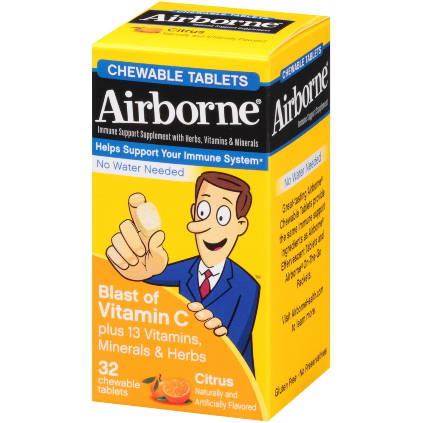Airborne Immune Support Chewable Tablets - Citrus Flavor, 32 Count