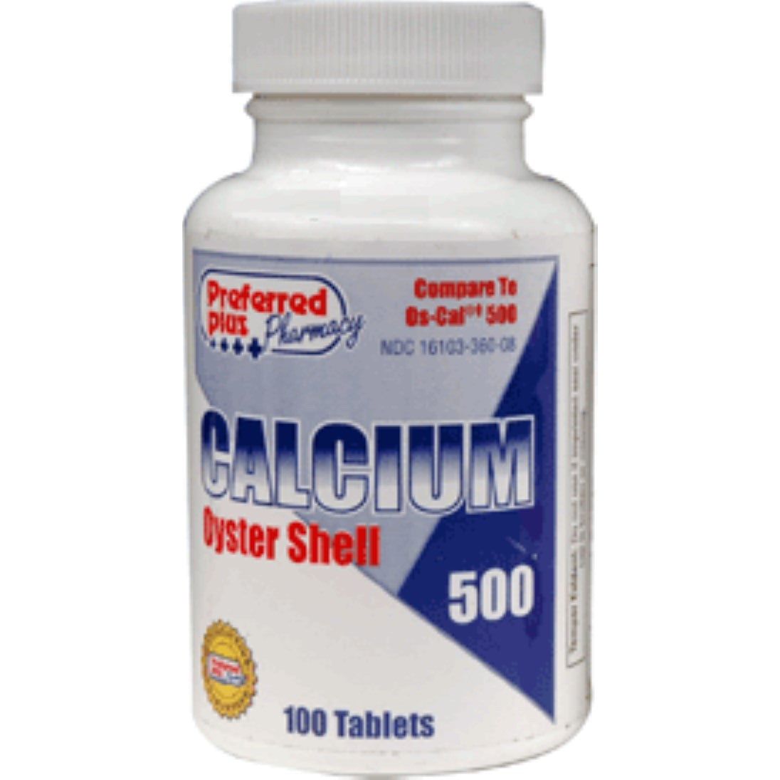 Preferred Plus 4 Pack - Tabletas De Calcio De 500 Mg, Concha De Ostra