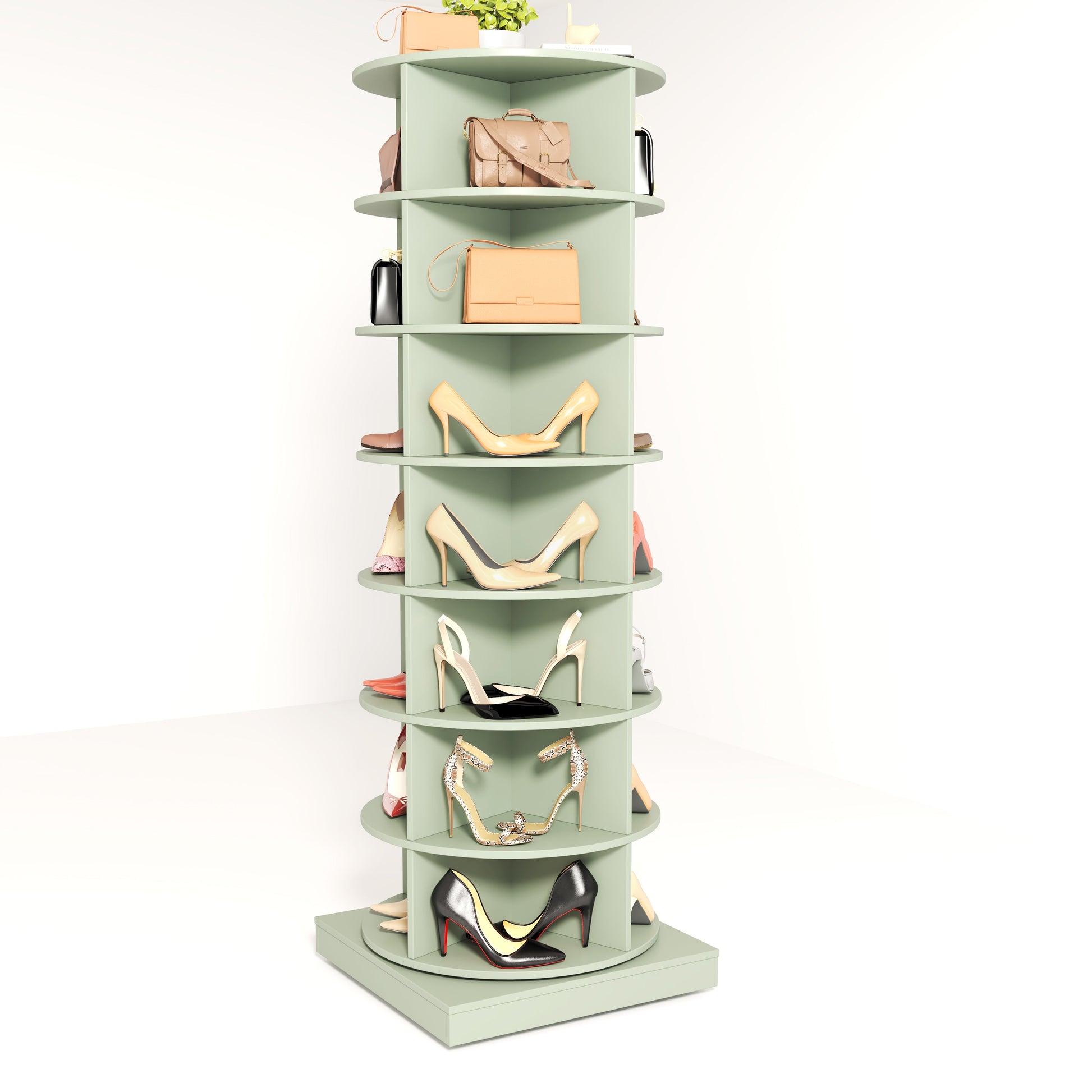 Green 360 Rotating shoe cabinet 7 layers - Korvel