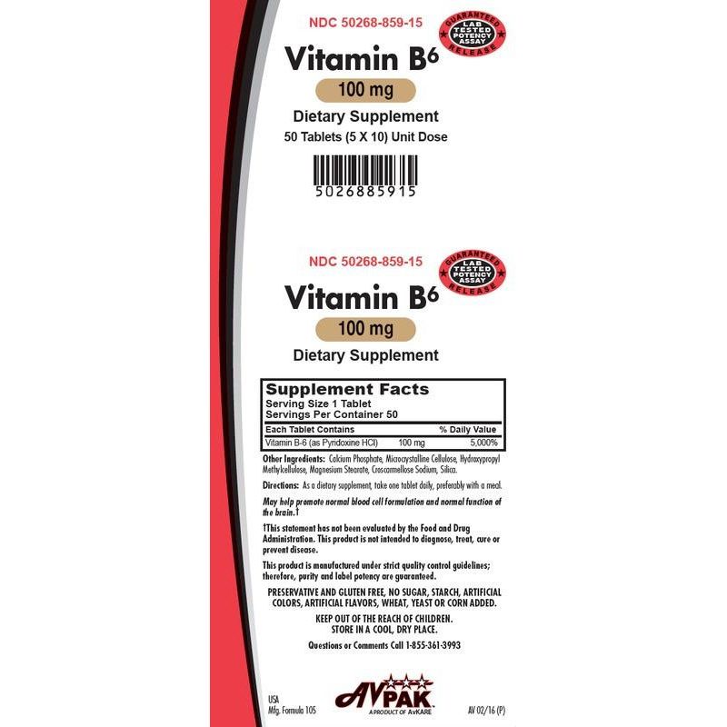 Comprimés de vitamine B-6 AvKare 100 MG