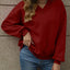 V-Neck Solid Color Casual Sweatshirt