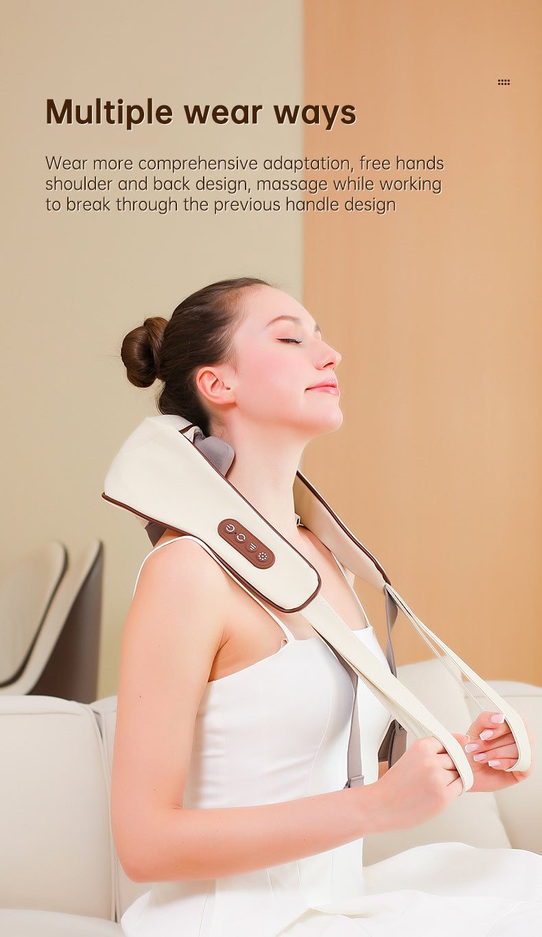 USB-C Rechargeable Kneading Massage Hot Compress Shiatsu Back Shoulder Neck Massager for Pain Relief - Korvel