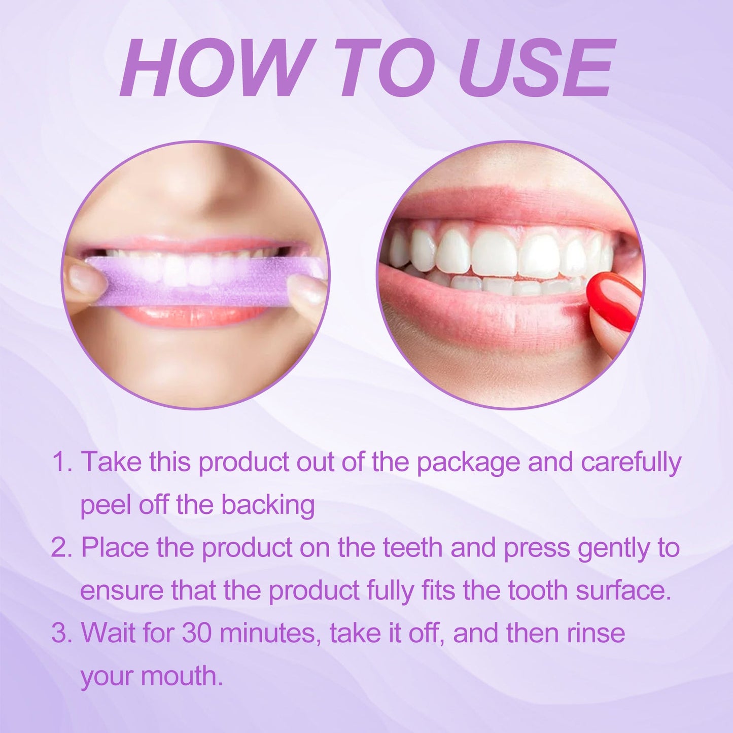 Purple Bright White Dental Stickers, Yellow Stain Removal Deep Cleaning Care For Oral Health Care Dental Stickers - Korvel