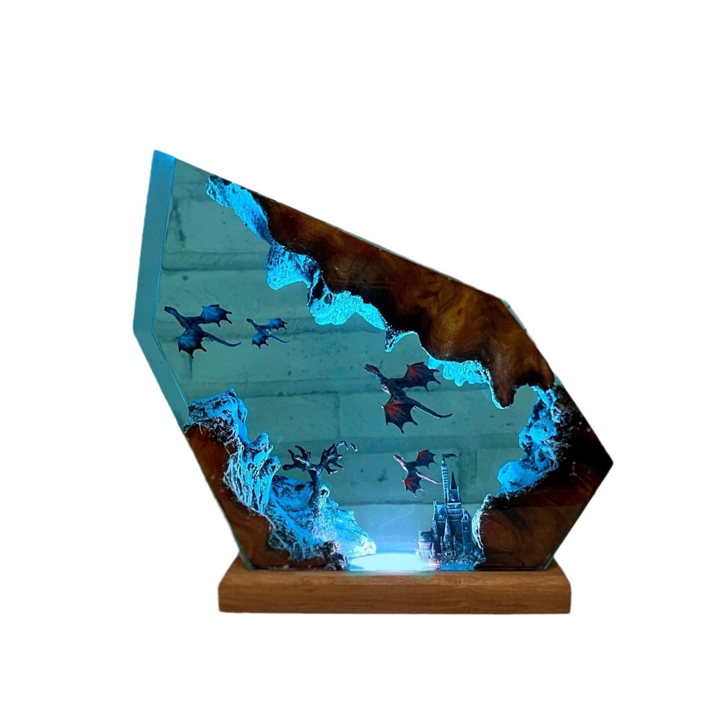 Fire Dragon and Ice Dragon Resin Lamp 3D Dragon Desk Lamp Game of Power Dragon Lamp Lighting Home Decoration - Korvel