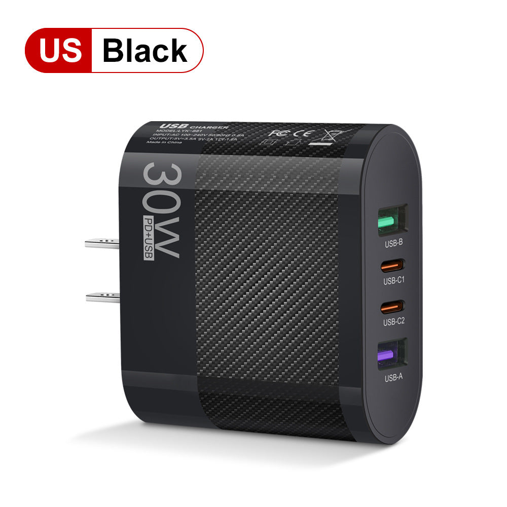 2USB Type-C 30W Mobile Phone Charger Multi Interface Travel Charging Head - Korvel