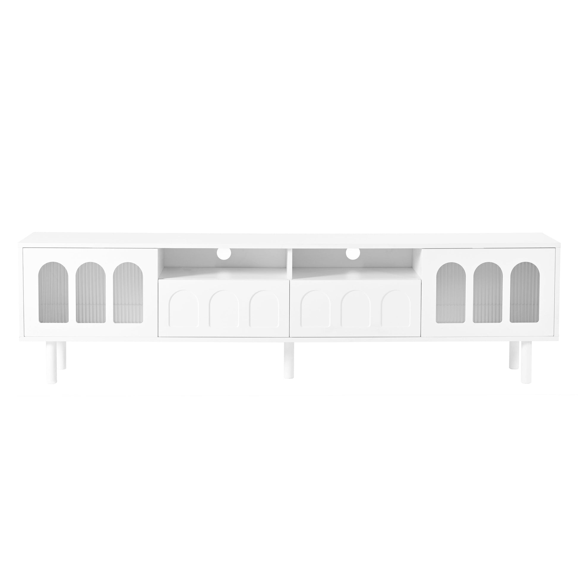 Two sets of ON-TRANS cream style TV stands and coffee tables, suitable for TVs under 80 inches, white - Korvel