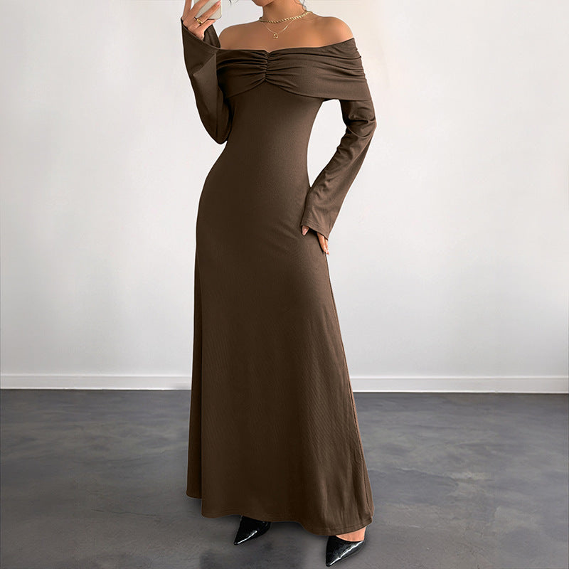 Elegant One-Shoulder Fitted Long Dress for Women