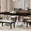 Traditional 6-Piece 78inch Trestle Extendable Dining Table Set with One 18inch Removable Leaf Distressed White - Korvel