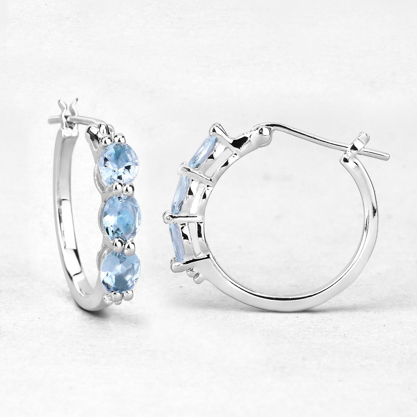 Pendientes de plata esterlina de 1.75 quilates de aguamarina genuina y diamante