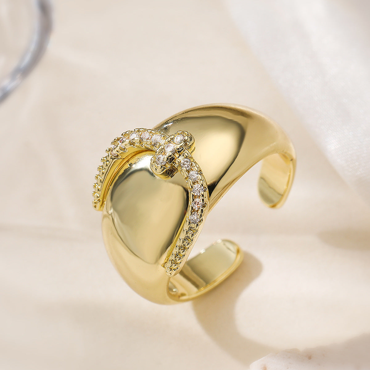 Geometric Open Ring - Elegant Women's Adjustable Jewelry