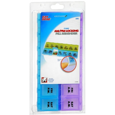Planificateur de pilules verrouillable Ezy Dose Hebdomadaire AM/PM - 2XL