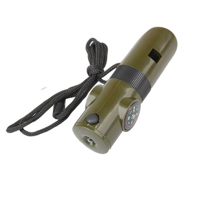7-in-1 Camping Survival Whistle with Compass and Light