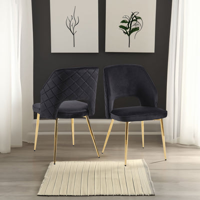 Elegant Black Velvet Dining Chairs Set of 4