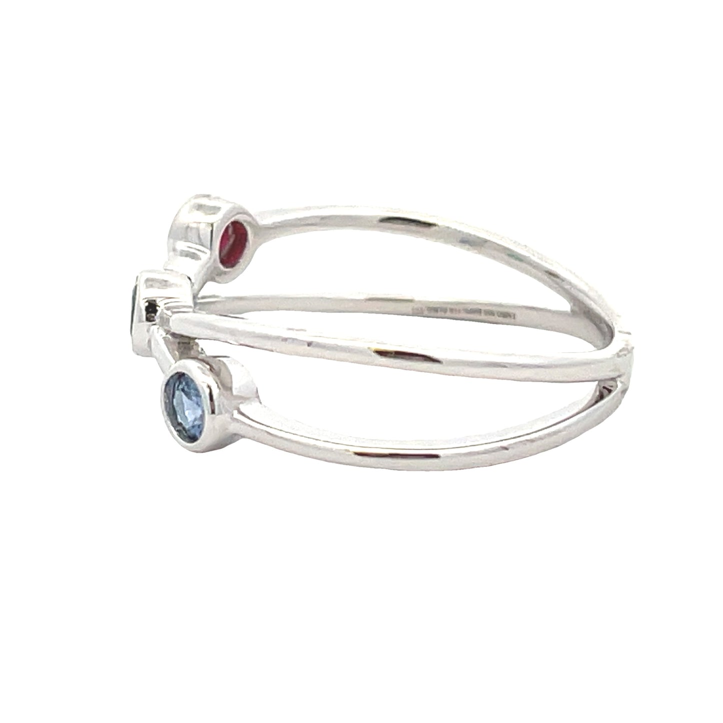 Genuine .31ct Sapphire and Ruby Ring in 14KT White Gold