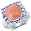 Bague en argent sterling avec pierre de lune pêche et tanzanite de 6,70 carats