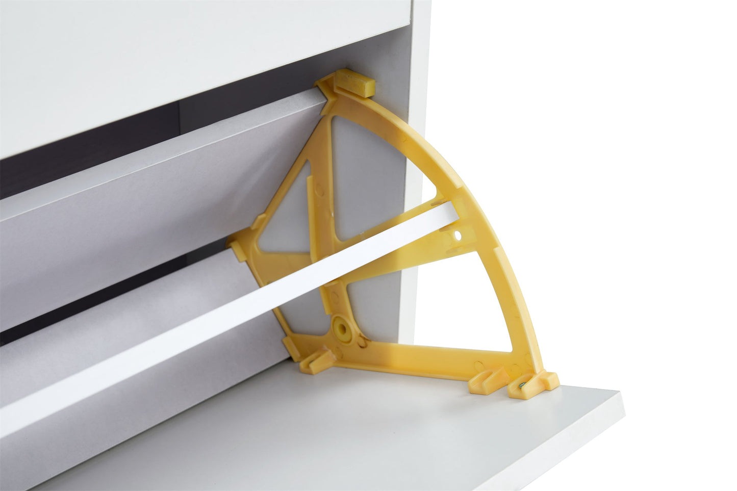Shoe Cabinet , Shoe storage shelves, metal leg, White - Korvel