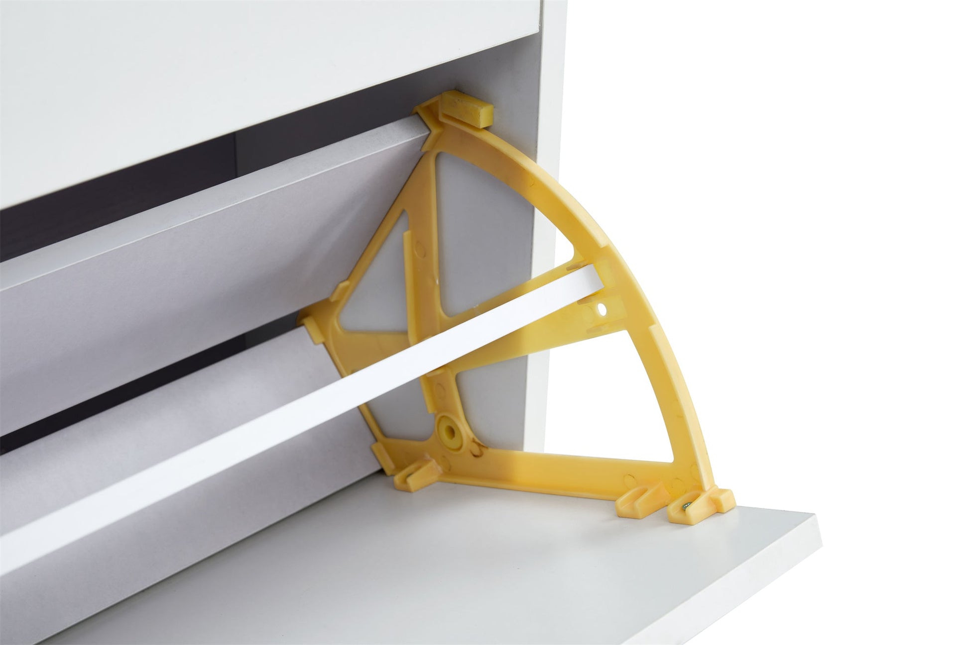 Shoe Cabinet , Shoe storage shelves, metal leg, White - Korvel