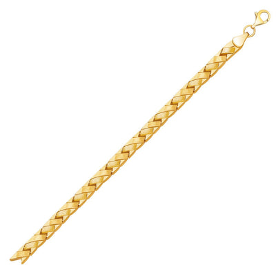 Bracelet en ligne tressé fancy en or jaune 14k