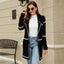 Long Sweater Contrast Houndstooth Knit Cardigan Trench Coat