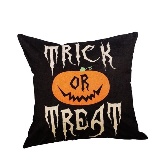 Truc of behandelen/pompoen print Happy Halloween Sierkussen Cover Kussen Case brief print Kussensloop Kussenhoes - Korvel