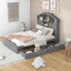 Full Size Wood Platform Bed with Storage Headboard - Gray