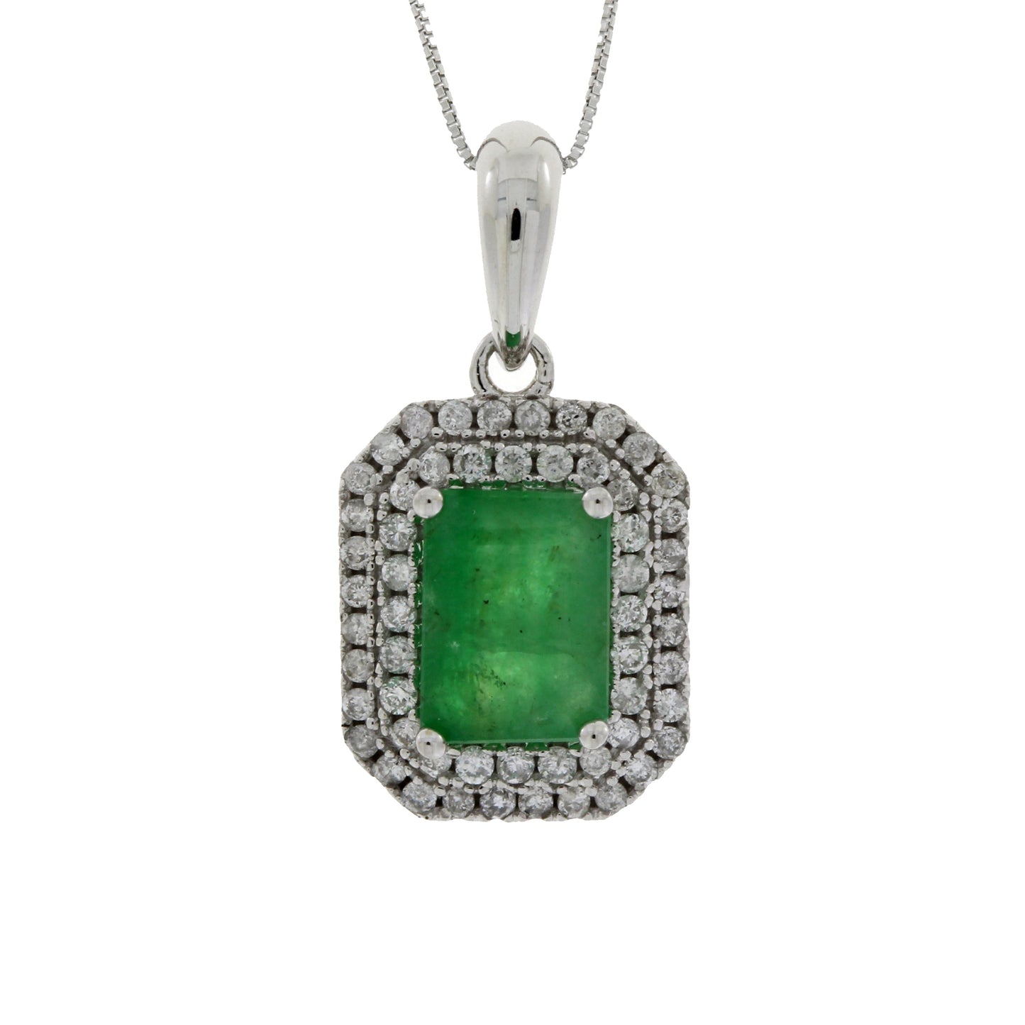 Pendentif en émeraude et diamant de 1,08 ct en or blanc 14KT