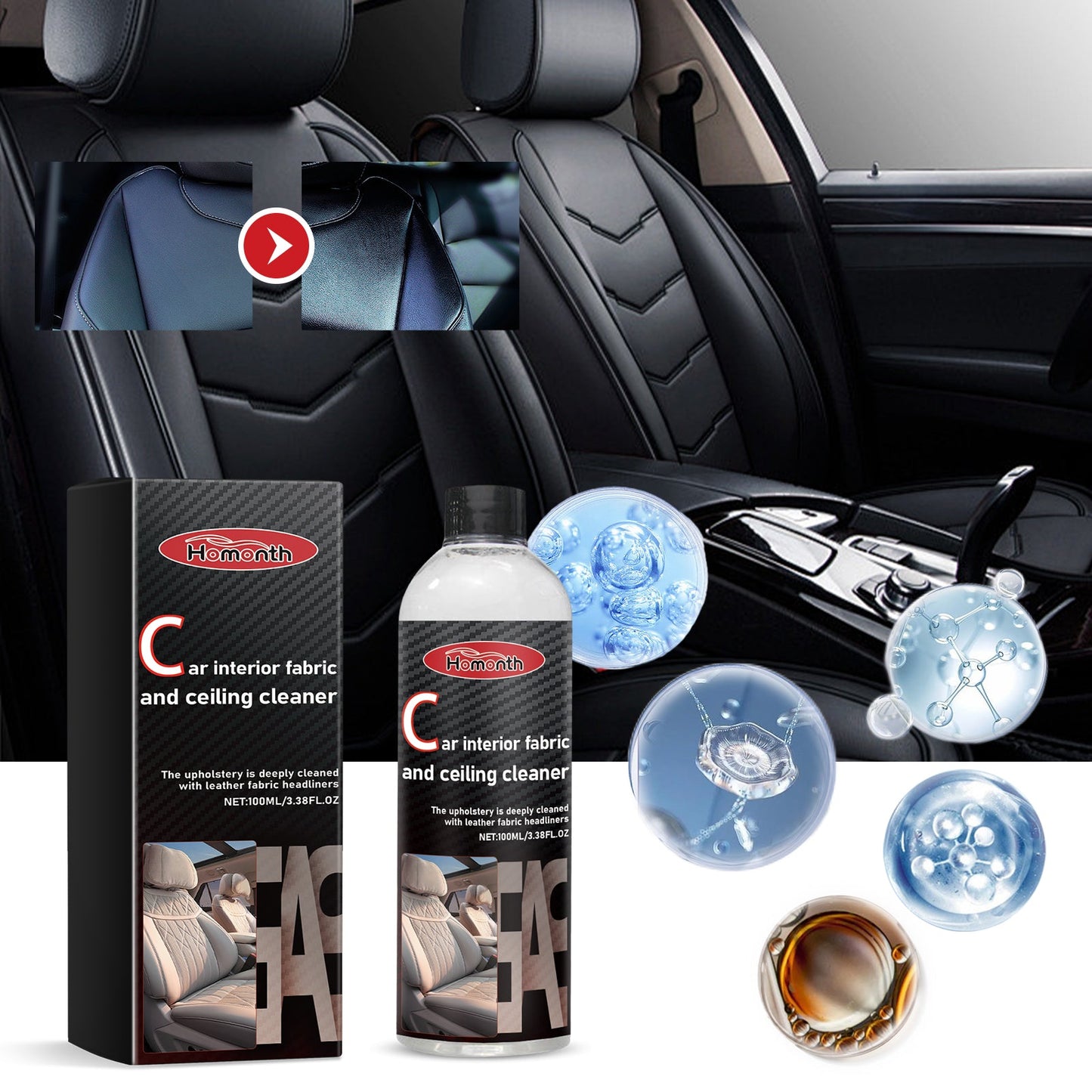 Automotive Leather Polish, Car Interior Leather Seat Leather Maintenance Refurbishment Decontamination Cleaning Agent - Korvel