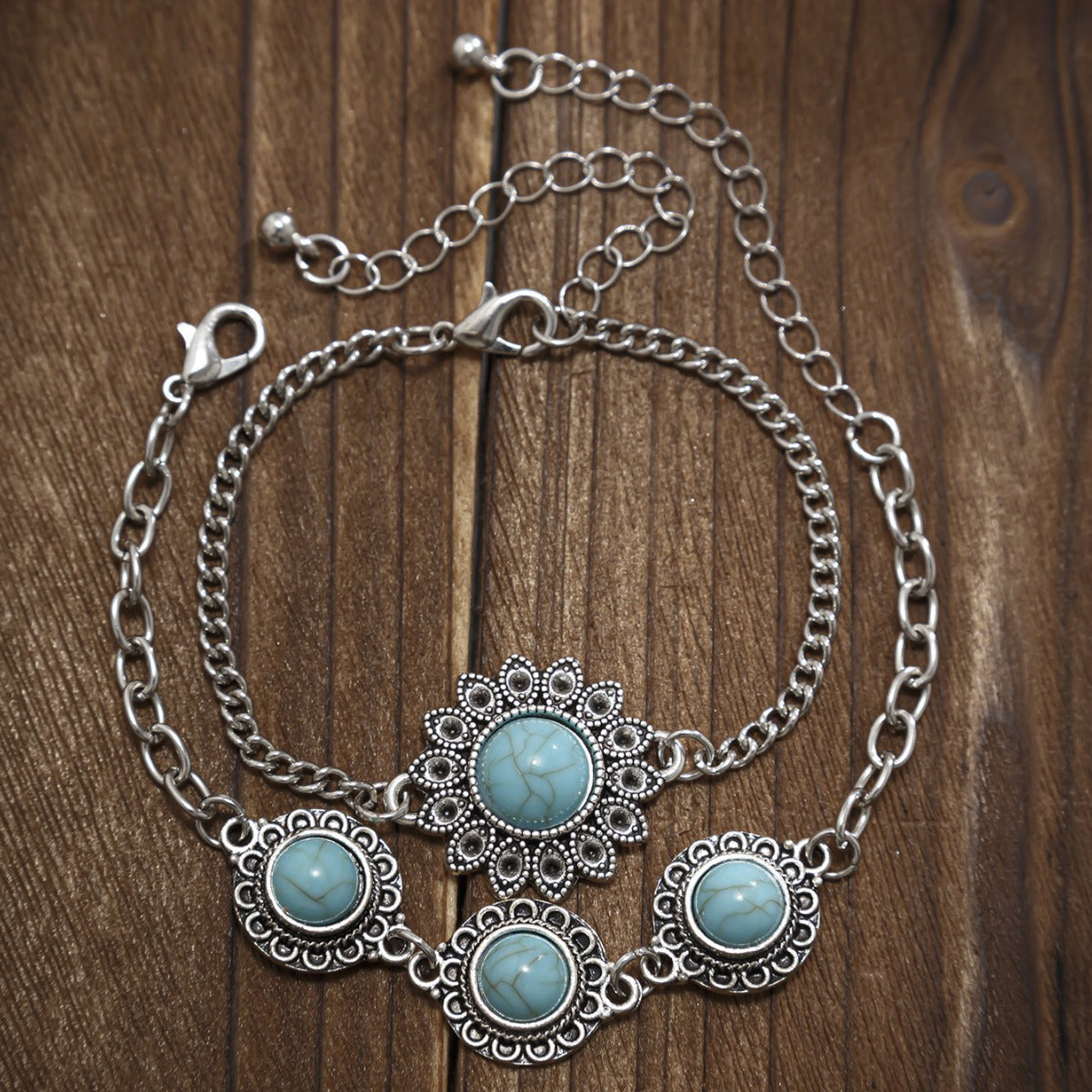 Ensemble de Bracelets en Alliage Turquoise Bohémien pour Femmes