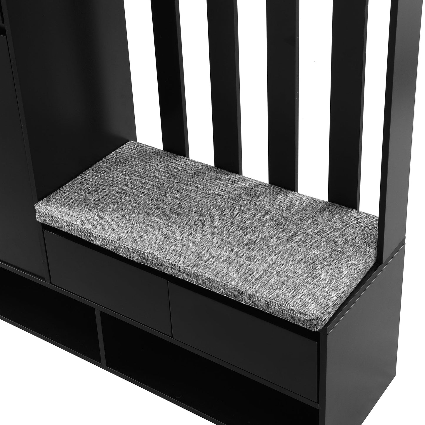 39.3'W70.8'H multifunctional corridor shoe cabinet with soft padded nail board and black hanger with entrance hook - Korvel