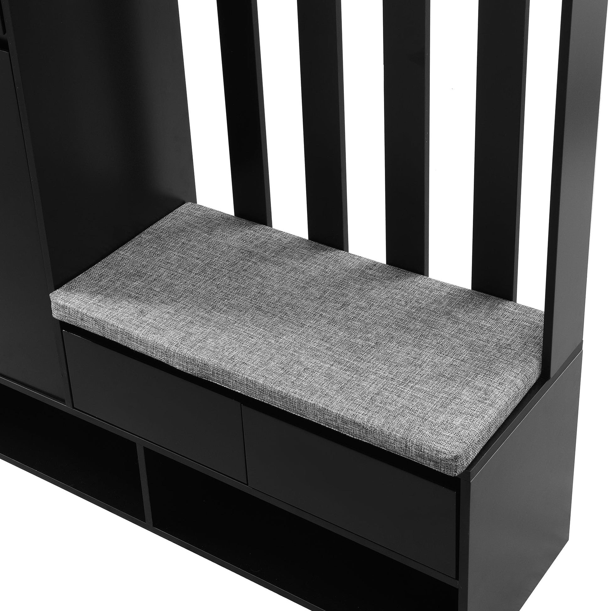 39.3'W70.8'H multifunctional corridor shoe cabinet with soft padded nail board and black hanger with entrance hook - Korvel