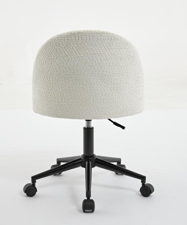 Velvet fabric office chair, mid back adjustable rotating computer chair, black legs, cushioned office chair with wheels ，White - Korvel