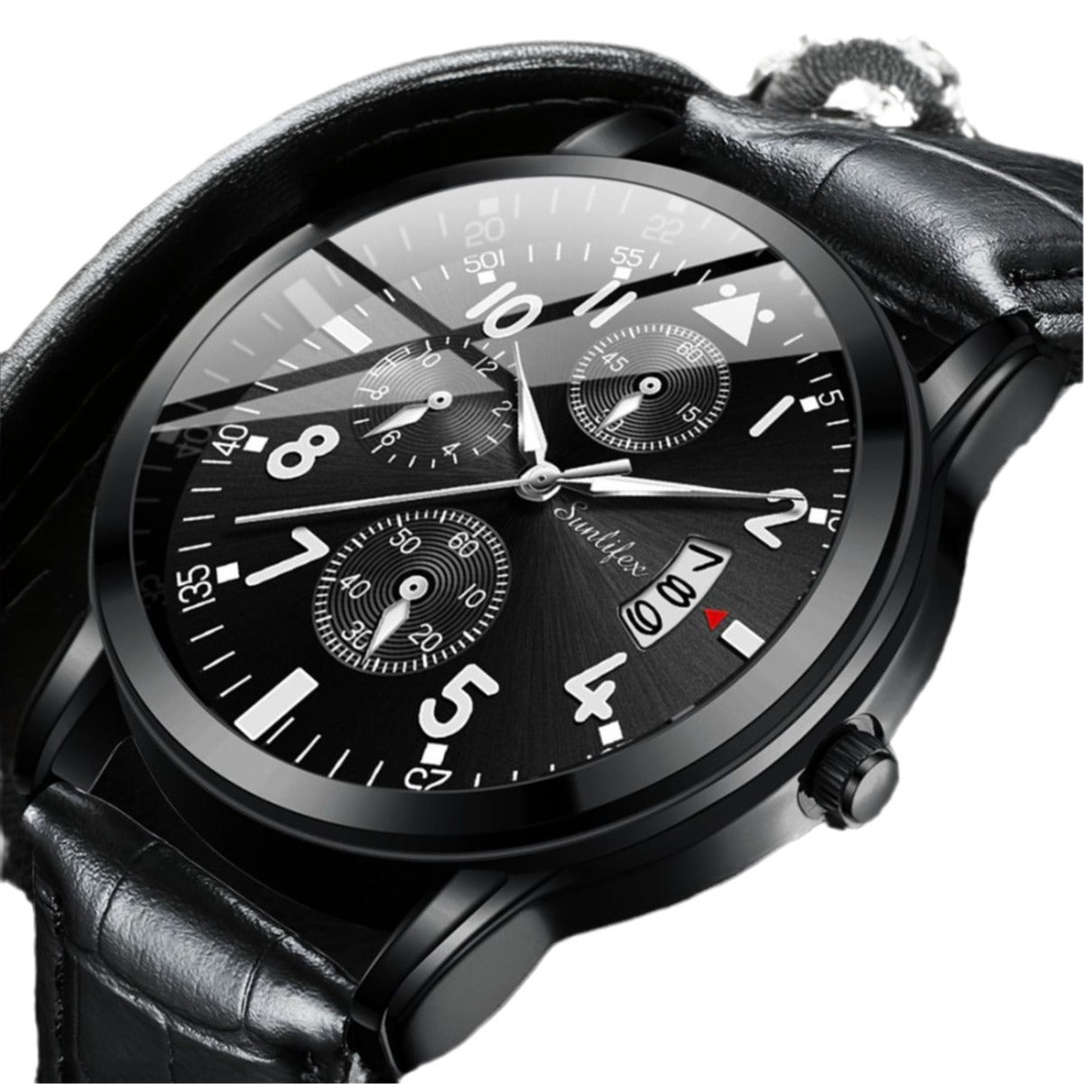 New Men's Watch Student Men's Night Light Waterproof Sports Leather Strap Black Quartz Watch - Korvel
