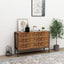 Industrial Style 6 Drawer Double Dresser in Rustic Brown